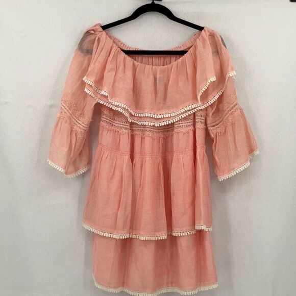 Suboo Pink Cream The Roam Free Off The Shoulder Mini Dress Size 5 - Picture 2 of 8